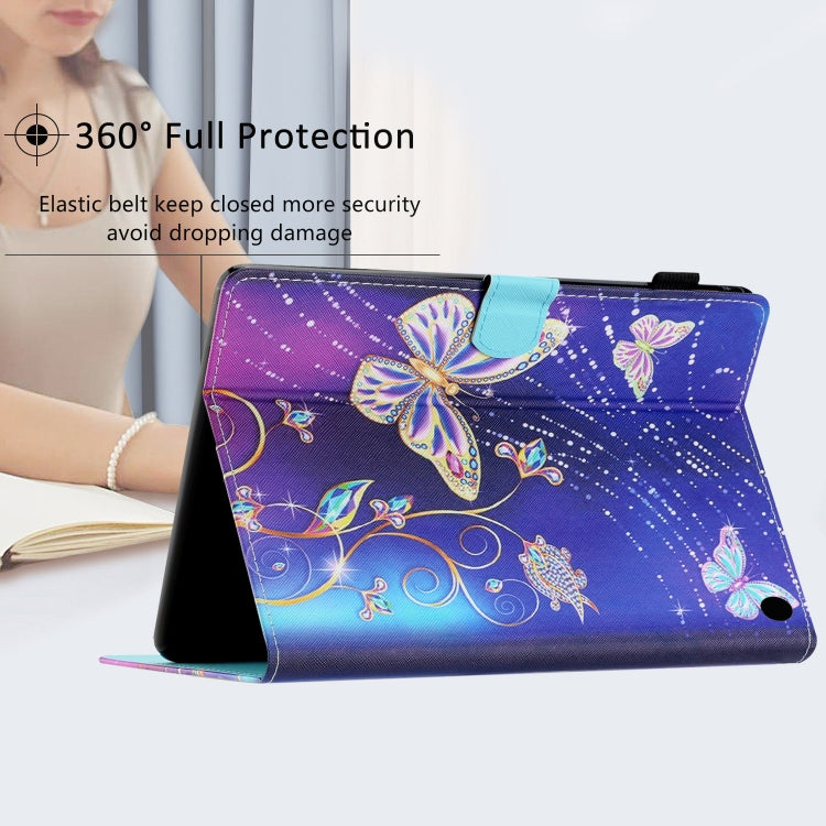 For Amazon Kindle Fire Max 11 Coloured Drawing Stitching Smart Leather Tablet Case(Butterfly)