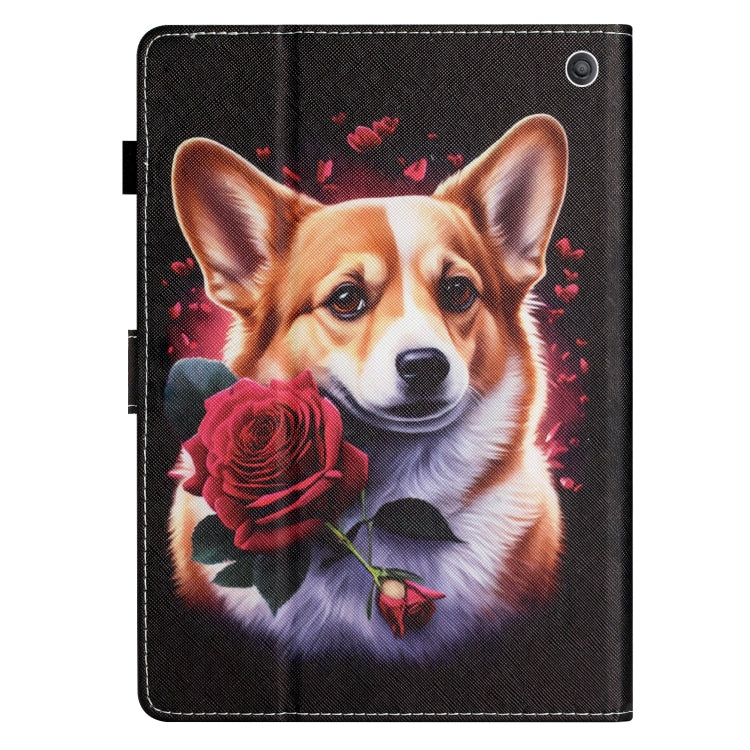 For Amazon Kindle Fire Max 11 Coloured Drawing Stitching Smart Leather Tablet Case(Corgi)