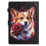 For Amazon Kindle Fire Max 11 Coloured Drawing Stitching Smart Leather Tablet Case(Corgi)