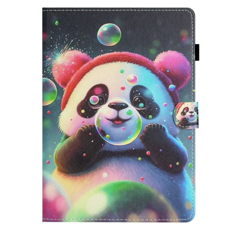 For Amazon Kindle Fire Max 11 Coloured Drawing Stitching Smart Leather Tablet Case(Panda)