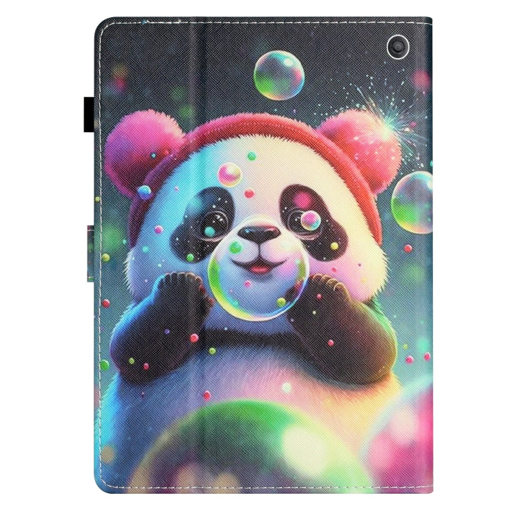 For Amazon Kindle Fire Max 11 Coloured Drawing Stitching Smart Leather Tablet Case(Panda)