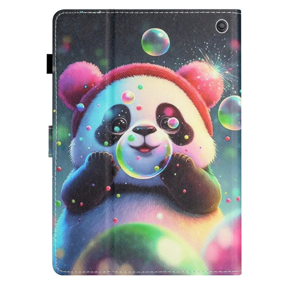 For Amazon Kindle Fire Max 11 Coloured Drawing Stitching Smart Leather Tablet Case(Panda)