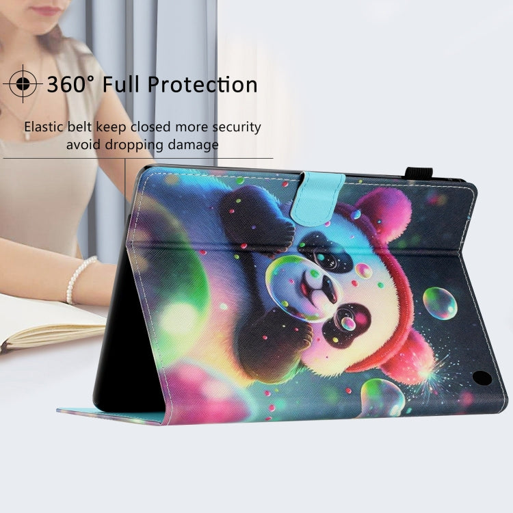 For Amazon Kindle Fire Max 11 Coloured Drawing Stitching Smart Leather Tablet Case(Panda)