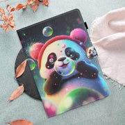 For Amazon Kindle Fire Max 11 Coloured Drawing Stitching Smart Leather Tablet Case(Panda)