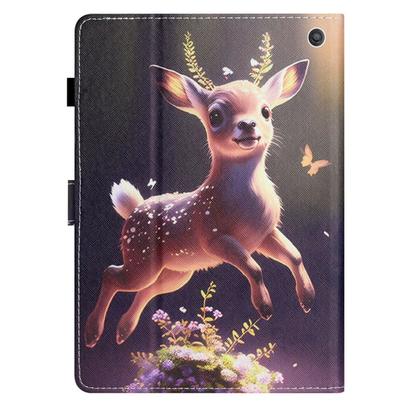 For Amazon Kindle Fire Max 11 Coloured Drawing Stitching Smart Leather Tablet Case(Little Deer)