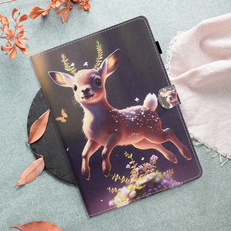 For Amazon Kindle Fire Max 11 Coloured Drawing Stitching Smart Leather Tablet Case(Little Deer)