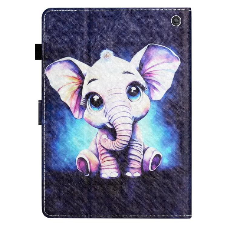 For Amazon Kindle Fire Max 11 Coloured Drawing Stitching Smart Leather Tablet Case(Elephant)