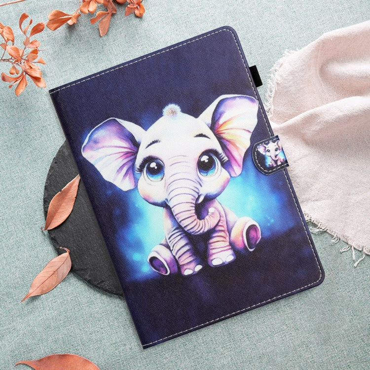 For Amazon Kindle Fire Max 11 Coloured Drawing Stitching Smart Leather Tablet Case(Elephant)