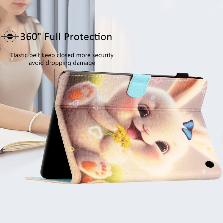 For Amazon Kindle Fire Max 11 Coloured Drawing Stitching Smart Leather Tablet Case(Rabbit)