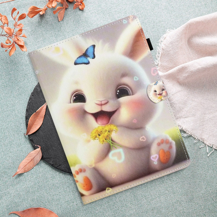 For Amazon Kindle Fire Max 11 Coloured Drawing Stitching Smart Leather Tablet Case(Rabbit)