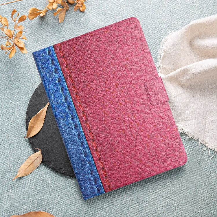 For Amazon Kindle Fire Max 11 Solid Color Stitching Smart Leather Tablet Case(Rose Red)