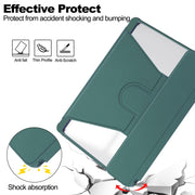 For Samsung Galaxy Tab S9 360 Rotation Transparent Smart Leather Case with Keyboard(Dark Green)