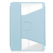 For Samsung Galaxy Tab S9 360 Rotation Transparent Smart Leather Case with Keyboard(Sky Blue)