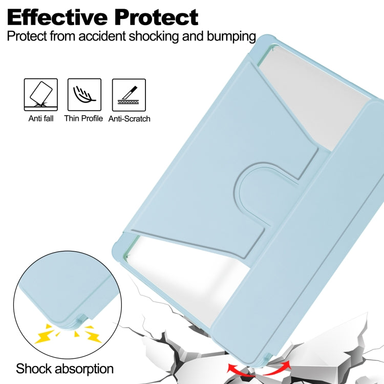 For Samsung Galaxy Tab S9 360 Rotation Transparent Smart Leather Case with Keyboard(Sky Blue)