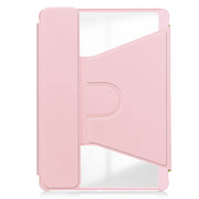 For Samsung Galaxy Tab S9 360 Rotation Transparent Smart Leather Case with Keyboard(Pink)