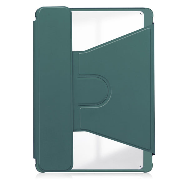 For Samsung Galaxy Tab S9+ 360 Rotation Transparent Smart Leather Case with Keyboard(Dark Green)