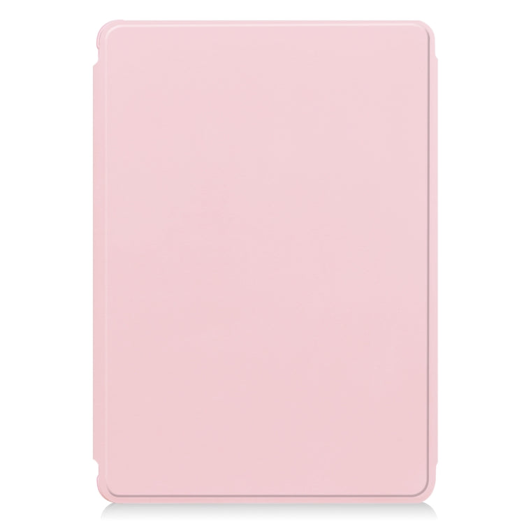 For Samsung Galaxy Tab S9+ 360 Rotation Transparent Smart Leather Case with Keyboard(Pink)