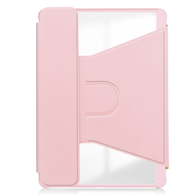 For Samsung Galaxy Tab S9+ 360 Rotation Transparent Smart Leather Case with Keyboard(Pink)
