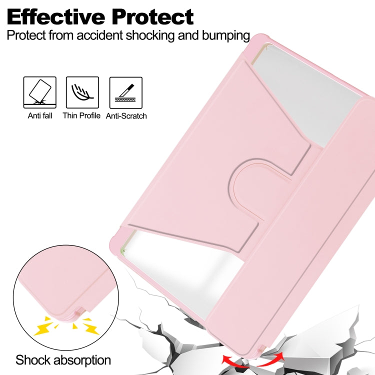 For Samsung Galaxy Tab S9+ 360 Rotation Transparent Smart Leather Case with Keyboard(Pink)