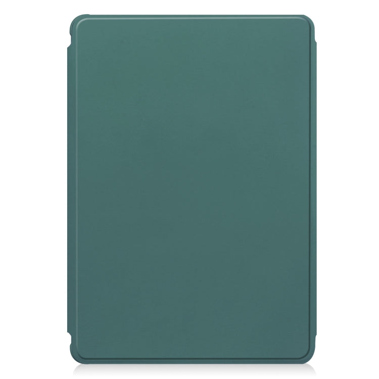 For Samsung Galaxy Tab S9 FE+ / S10+ 360 Rotation Transparent Smart Leather Case with Keyboard(Dark Green)