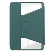 For Samsung Galaxy Tab S9 FE+ / S10+ 360 Rotation Transparent Smart Leather Case with Keyboard(Dark Green)