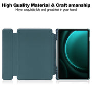 For Samsung Galaxy Tab S9 FE+ / S10+ 360 Rotation Transparent Smart Leather Case with Keyboard(Dark Green)