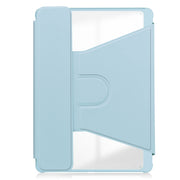 For Samsung Galaxy Tab S9 FE+ 360 Rotation Transparent Smart Leather Case with Keyboard(Sky Blue)