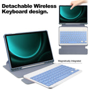 For Samsung Galaxy Tab S9 FE+ / S10+ 360 Rotation Transparent Smart Leather Case with Keyboard(Lavender)