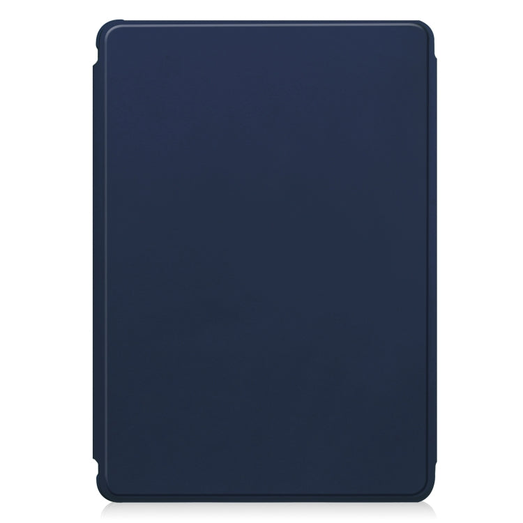 For Samsung Galaxy Tab S9 FE+ 360 Rotation Transparent Smart Leather Case with Keyboard(Dark Blue)