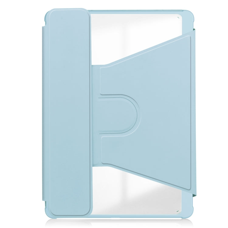 For Samsung Galaxy Tab S9 FE 360 Rotation Transparent Smart Leather Case with Keyboard(Sky Blue)