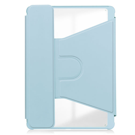 For Samsung Galaxy Tab S9 FE 360 Rotation Transparent Smart Leather Case with Keyboard(Sky Blue)