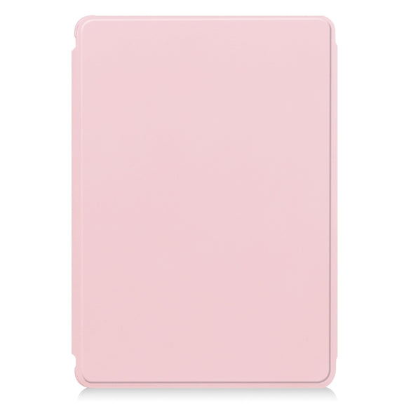 For Samsung Galaxy Tab S9 FE 360 Rotation Transparent Smart Leather Case with Keyboard(Pink)