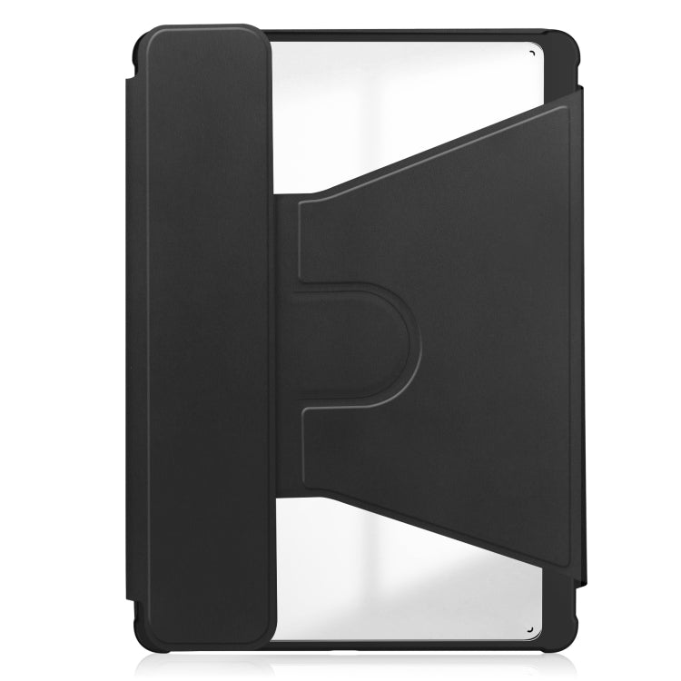 For Samsung Galaxy Tab A9+ 360 Rotation Transparent Smart Leather Case with Keyboard(Black)