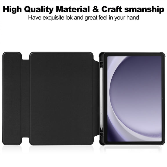 For Samsung Galaxy Tab A9+ 360 Rotation Transparent Smart Leather Case with Keyboard(Black)