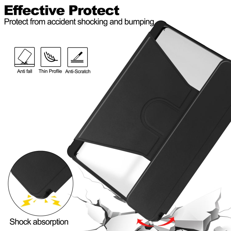 For Samsung Galaxy Tab A9+ 360 Rotation Transparent Smart Leather Case with Keyboard(Black)