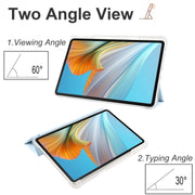 For Honor Pad 8 3-folding Transparent TPU Smart Leather Tablet Case(Ice Blue)