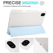 For Honor Pad 8 3-folding Transparent TPU Smart Leather Tablet Case(Ice Blue)
