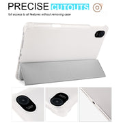 For Honor Pad 8 3-folding Transparent TPU Smart Leather Tablet Case(Grey)