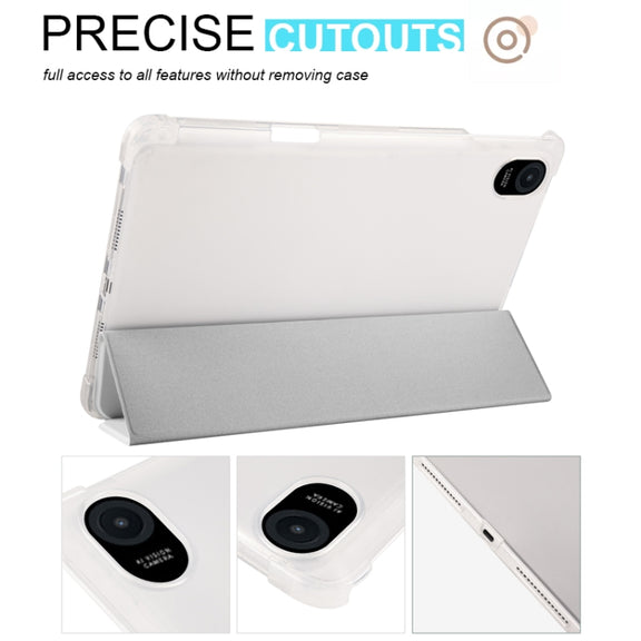 For Honor Pad 8 3-folding Transparent TPU Smart Leather Tablet Case(Grey)