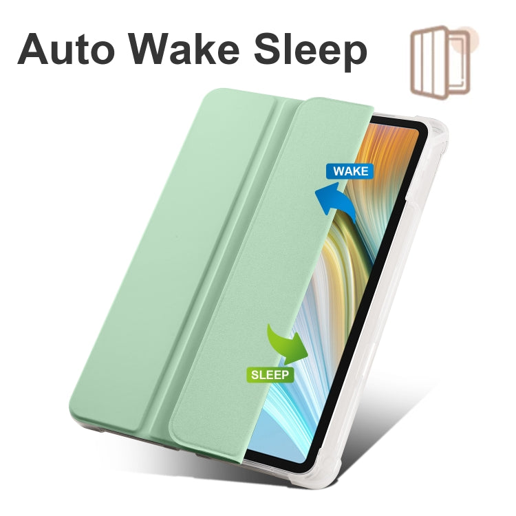 For Honor Pad 8 3-folding Transparent TPU Smart Leather Tablet Case(Matcha Green)