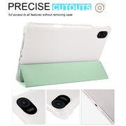 For Honor Pad 8 3-folding Transparent TPU Smart Leather Tablet Case(Matcha Green)