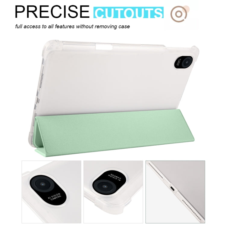For Honor Pad 8 3-folding Transparent TPU Smart Leather Tablet Case(Matcha Green)