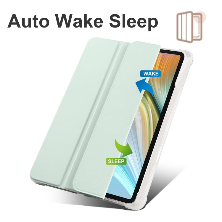 For Honor Pad 8 3-folding Transparent TPU Smart Leather Tablet Case(Light Green)