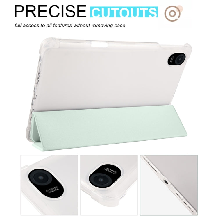For Honor Pad 8 3-folding Transparent TPU Smart Leather Tablet Case(Light Green)