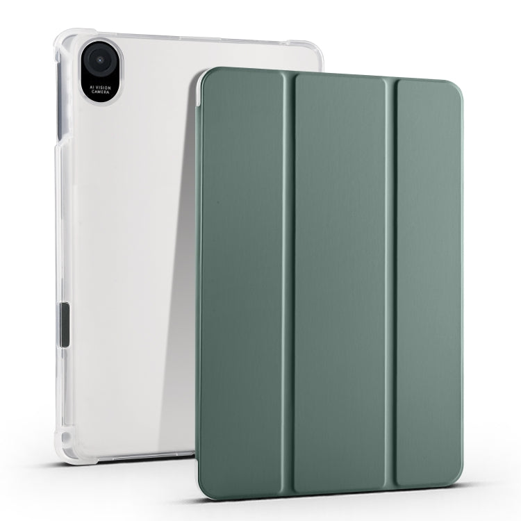 For Honor Pad 8 3-folding Transparent TPU Smart Leather Tablet Case(Green)