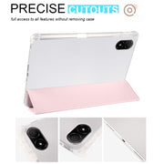 For Honor Pad V8 Pro 3-folding Transparent TPU Smart Leather Tablet Case(Ice Pink)