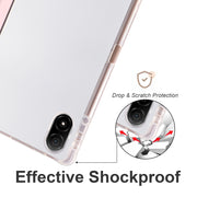 For Honor Pad V8 Pro 3-folding Transparent TPU Smart Leather Tablet Case(Ice Pink)