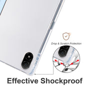 For Honor Pad V8 Pro 3-folding Transparent TPU Smart Leather Tablet Case(Ice Blue)
