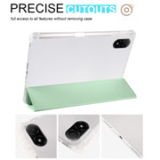 For Honor Pad V8 Pro 3-folding Transparent TPU Smart Leather Tablet Case(Matcha Green)