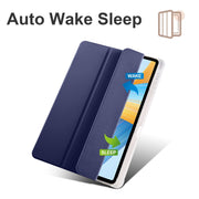 For Honor Pad V8 Pro 3-folding Transparent TPU Smart Leather Tablet Case(Dark Blue)